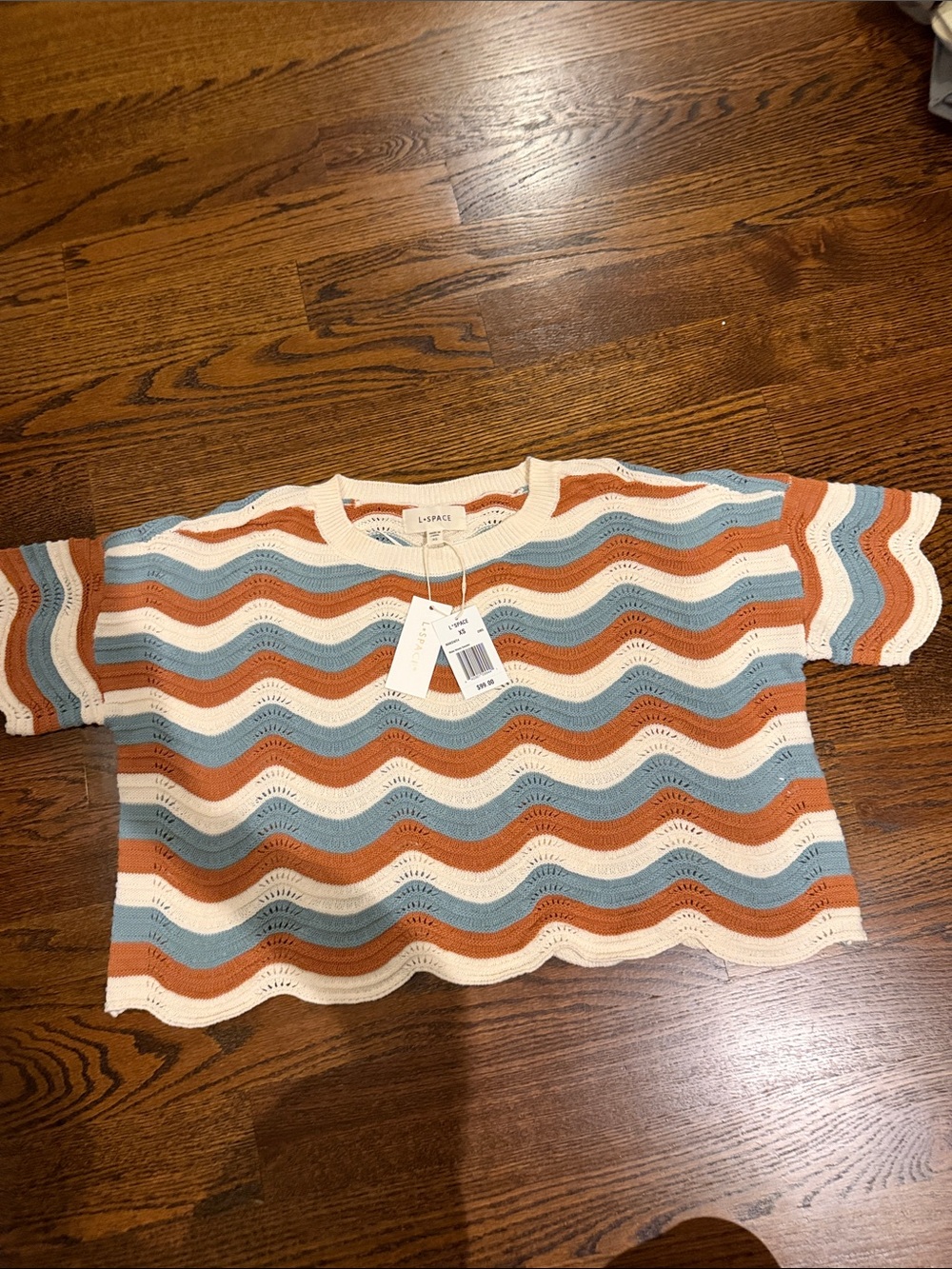 l*space Wavy Stripe Knit Top in Cream, Rust & Light Blue
